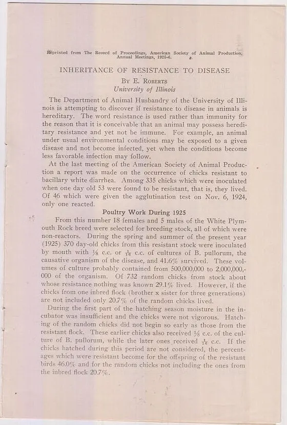 Inheritance Of Resistance To Disease By Roberts, E. 1
