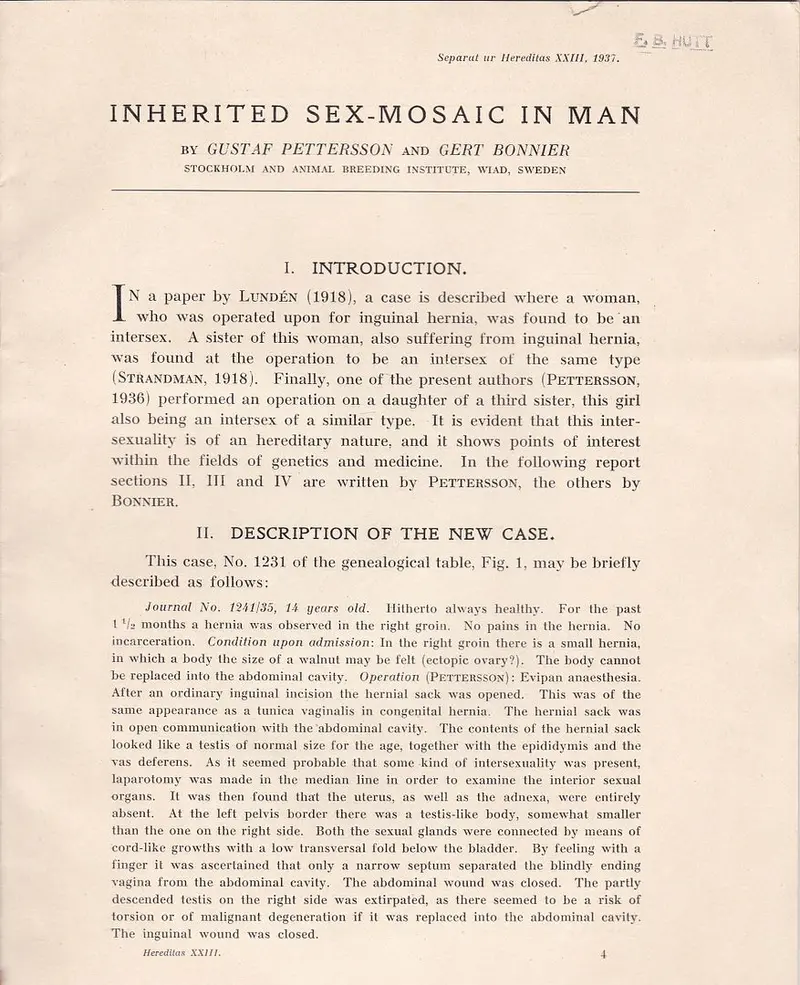 Inherited Sex-Mosaic In Man 1