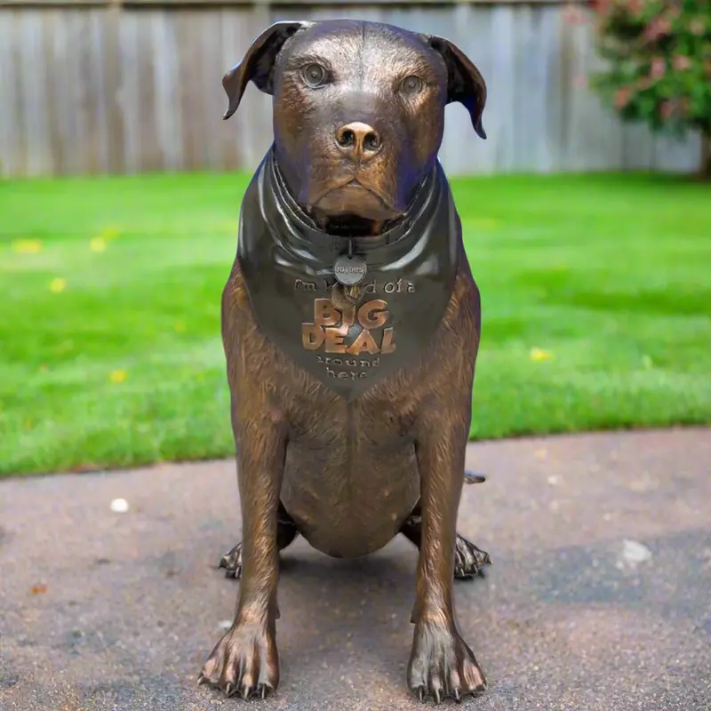 Joyous Bronze Pitbull Dog Statue 1