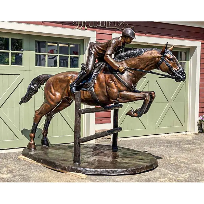 Jumping Horse Jockey Statue 1
