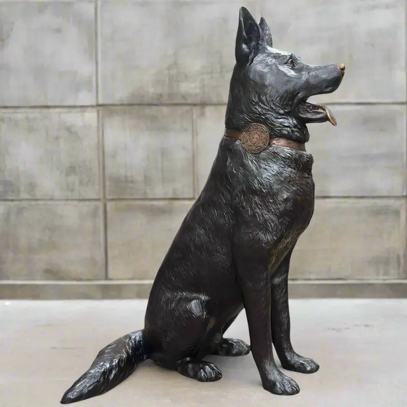 K9 German Shepherd Dog Statue With Custom Police Shield 1