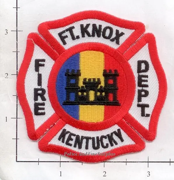 Kentucky - Fort Knox Fire Dept Patch V2 Square Castle Peaks 1