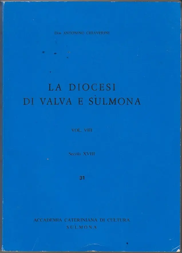 La Diocesi Di Valva E Sulmona Volume Viii Secolo Xviii 31 1