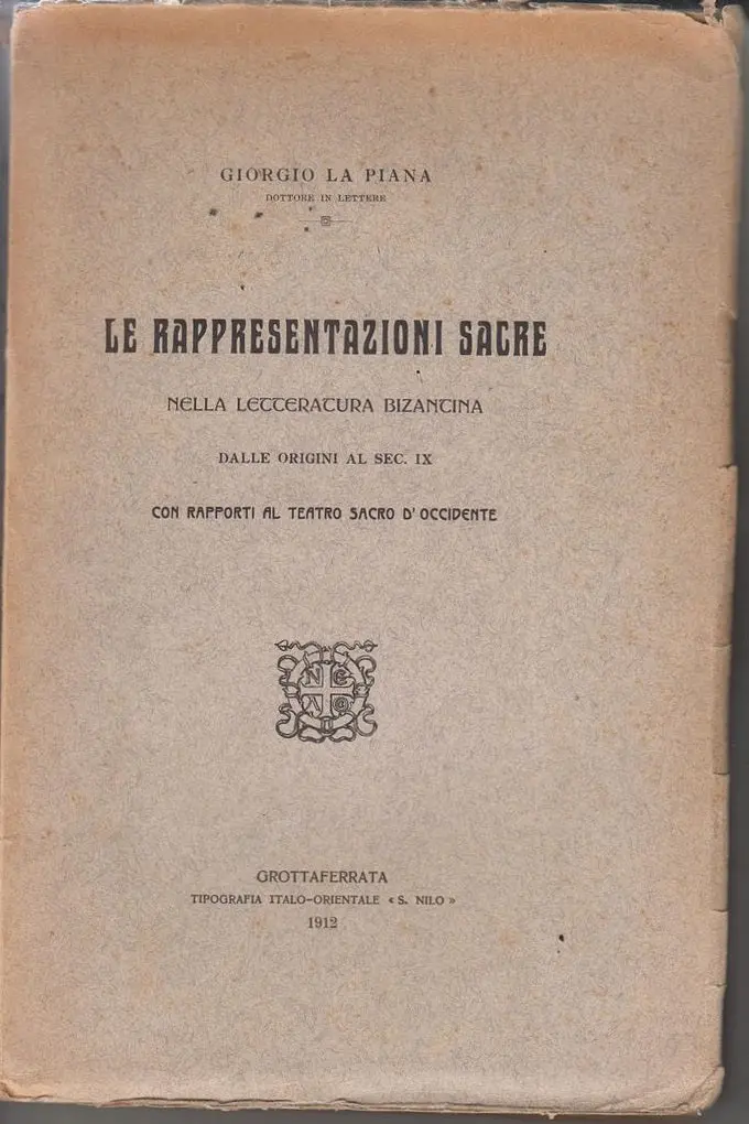 Le Rappresentazioni Sacre Nella Letturatura Bizantini Dalle Origni Al Sec. Ix 1