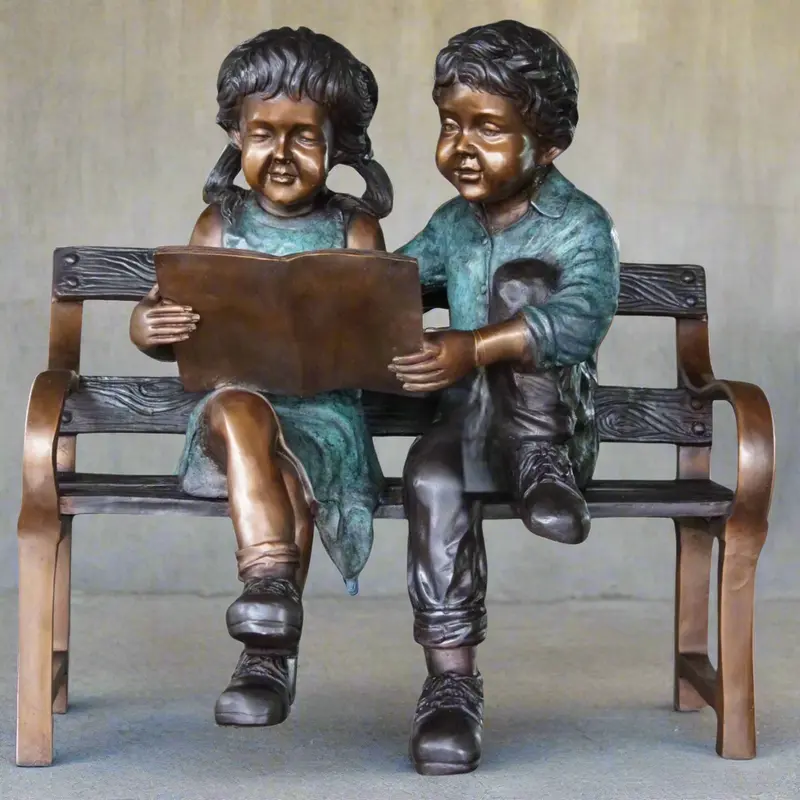 Learning Together Bronze Statue 1
