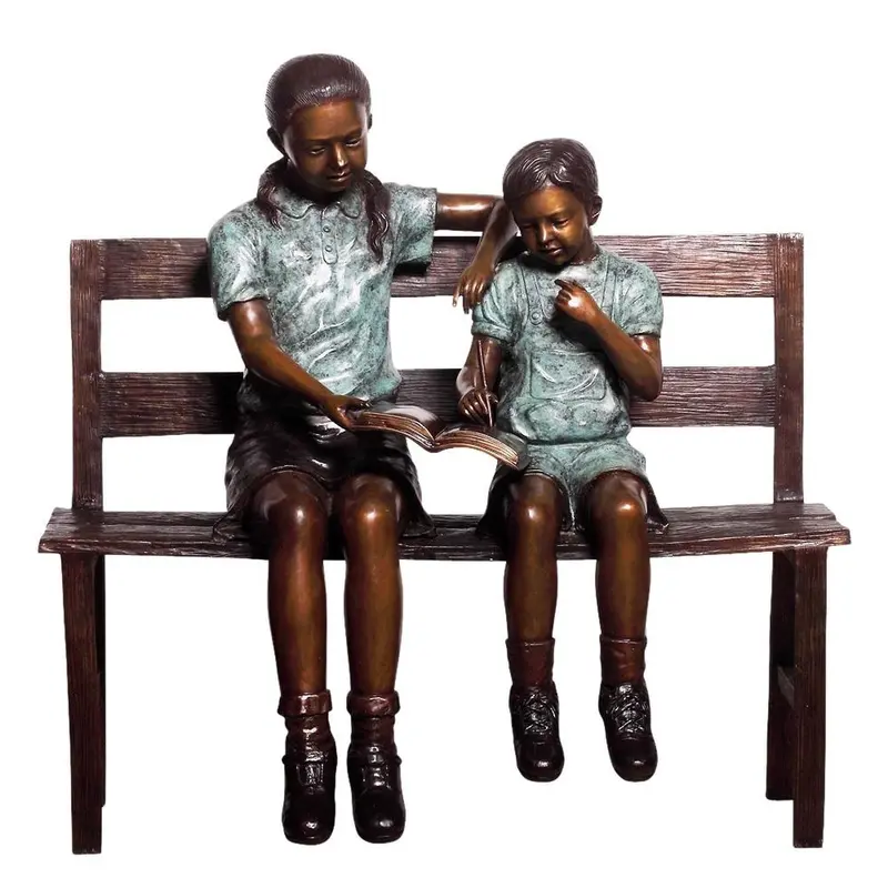 Lending A Helping Hand Statue On Bronze Park Bench 1