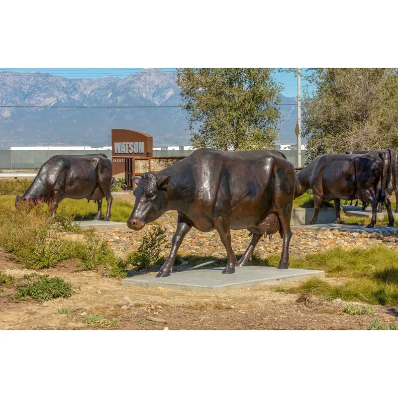 Limited-Edition Set Of Six Custom Bronze Holstein Cow Statues 1