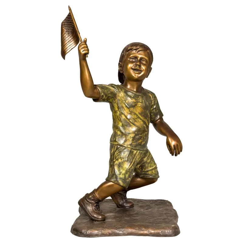 Little Flag Boy Bronze Statue 1