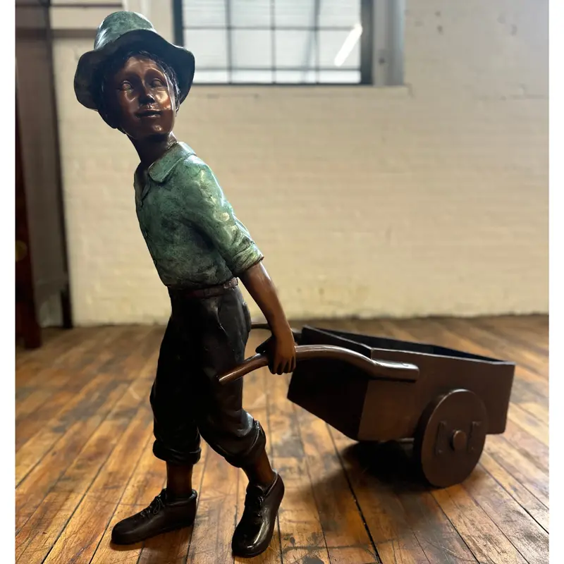 Little Gardener Bronze Statue 2