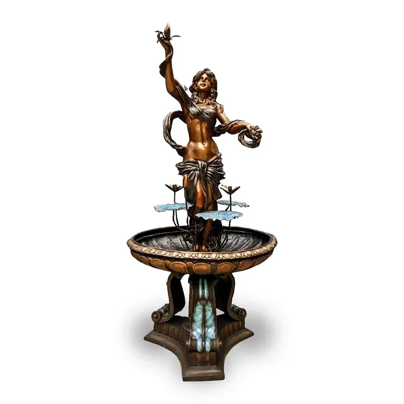 Lotus Goddess Bronze Fountain 1