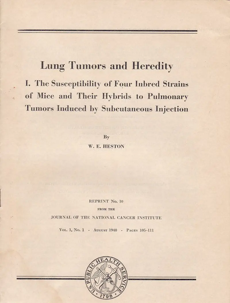 Lung Tumors And Heredity I. The Susceptibility Of Four Inbred Strains Of Mice And Their Hybrids To Pulmonary Tumors Induced By Subcutaneous Injection 1