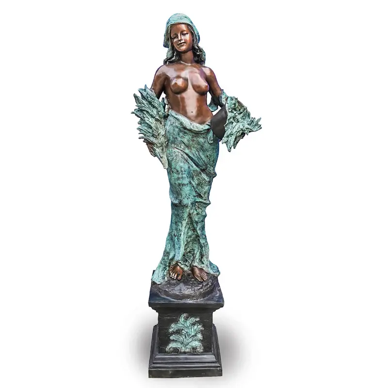 Maiden Holding Leaves On Marble Pedestal 1