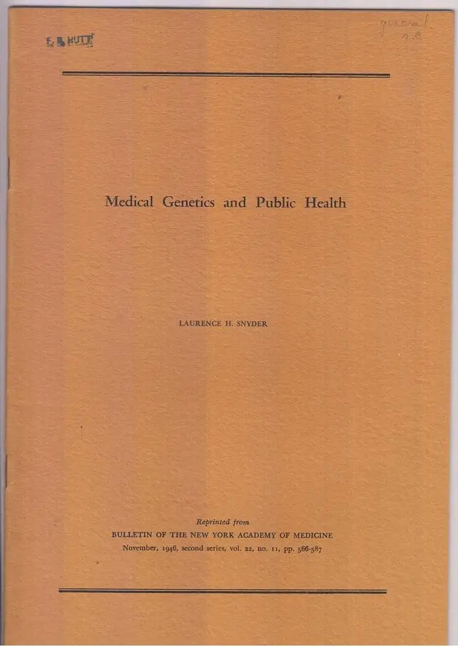 Medical Genetics And Public Health  By Snyder, Laurence H. 1
