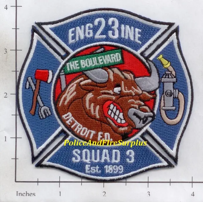 Michigan - Detroit Engine 23 Squad 3 Fire Dept Patch 1