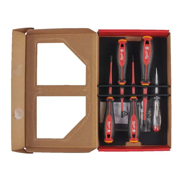 Milwaukee 5 Piece Tri-Lobe Vde Sl/Pz Screwdriver Set With Voltage Tester 4932478737 1