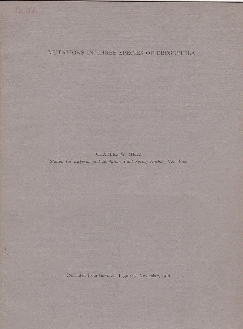 Mutations In Three Species Of Drosophila 1