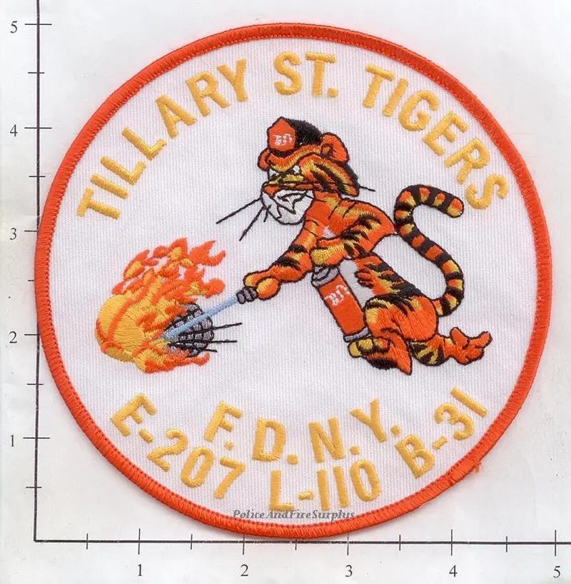 New York City Engine 207 Ladder 110 Battalion 31 Fire Dept Patch V19 Orange Border 1