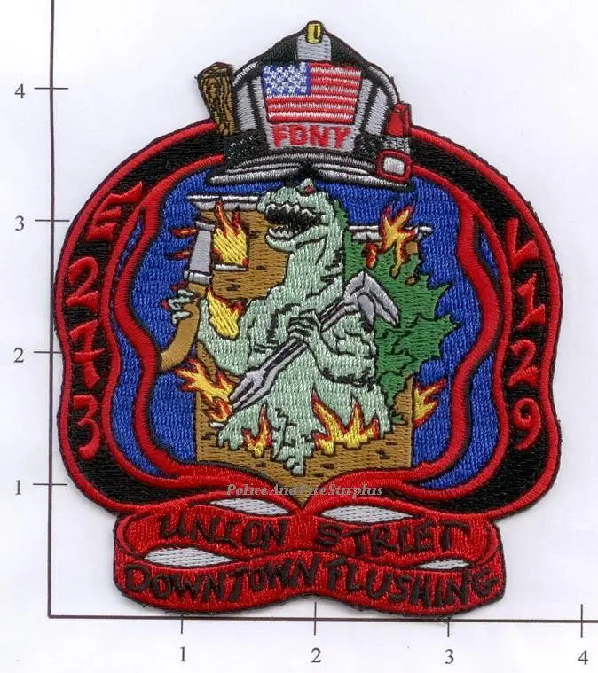 New York City Engine 273 Ladder 129 Fire Patch V3 - Red 1