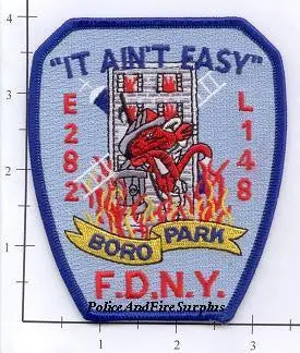New York City Engine 282 Ladder 148 Fire Dept Patch V5 Blue 1