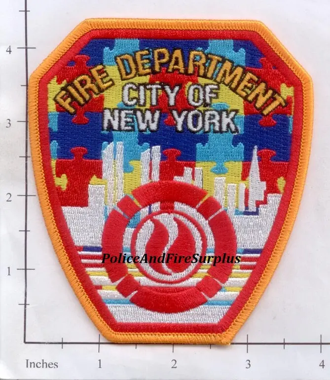 New York City Fire Dept Shoulder Patch Autism Awareness 1