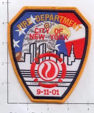 New York City Fire Dept Shoulder Patch Red, White & Blue And Red 9-11-01 1
