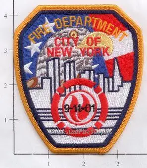 New York City Fire Dept Shoulder Patch Red, White & Blue With Black 9-11-01 1