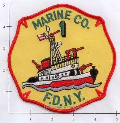 New York City Marine 1 Fire Dept Patch V6 Yellow 1