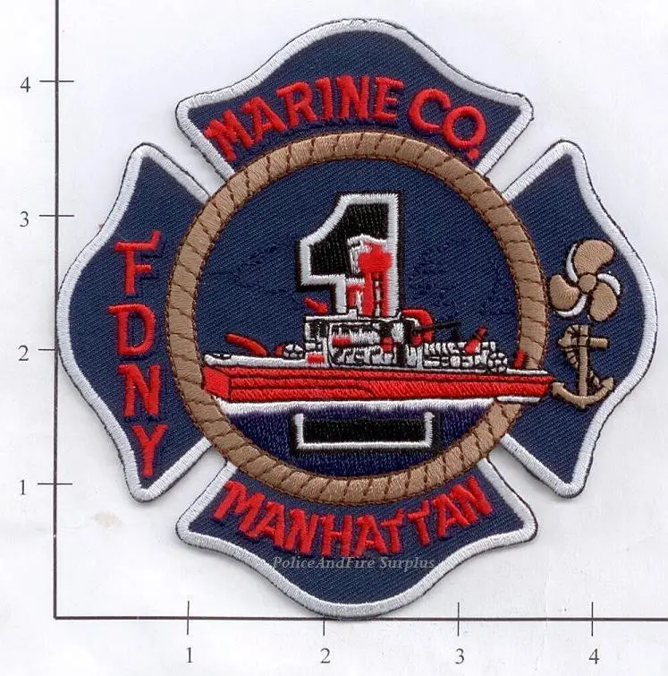 New York City Marine 1 Fire Dept Patch V7 Dark Blue 1