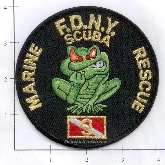 New York City Marine 9 Fire Dept Patch V10 Round Black 1