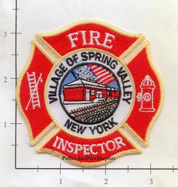 New York - Spring Valley Fire Inspector Fire Dept Patch V2 Fully Embroidered 1