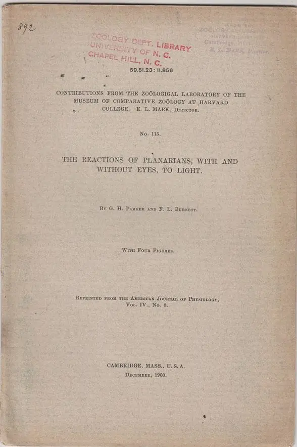 No. 115 The Reactions Of Planarians, With And Without Eyes, To Light 1