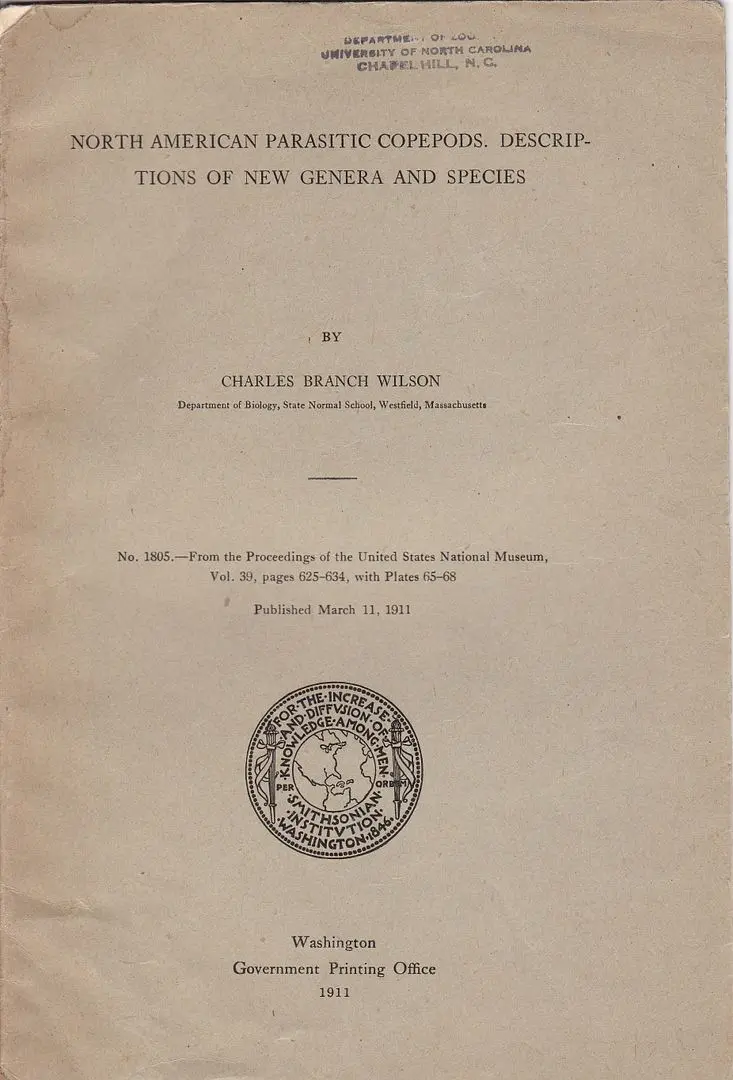 North American Parasitic Copepods. Descriptions Of New Genera And Species 1