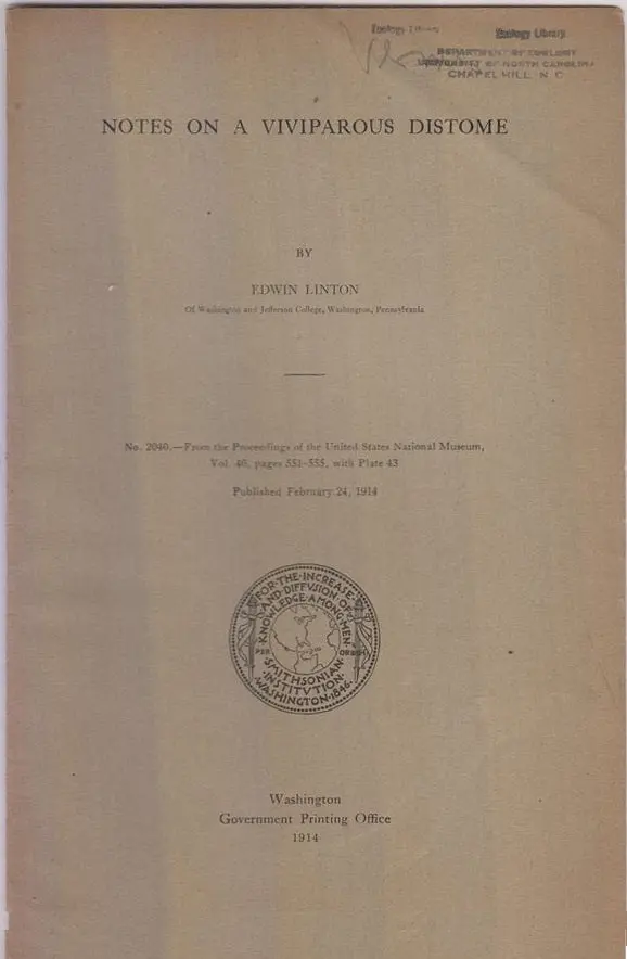 Notes On A Viviparous Distome  By Linton, Edwin 1