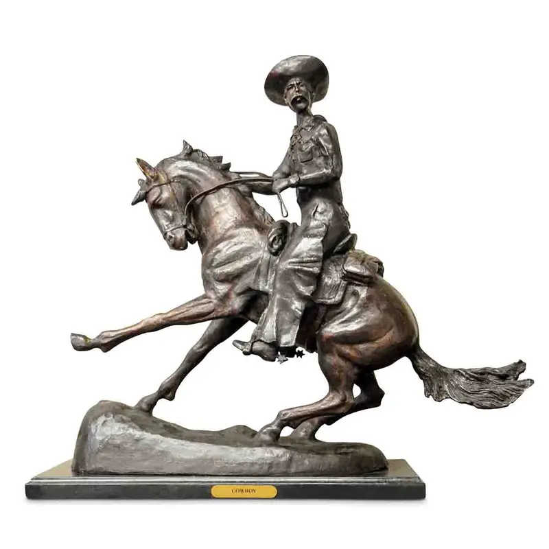 Old Western Cowboy Frederic Remington Bronze Statue 1
