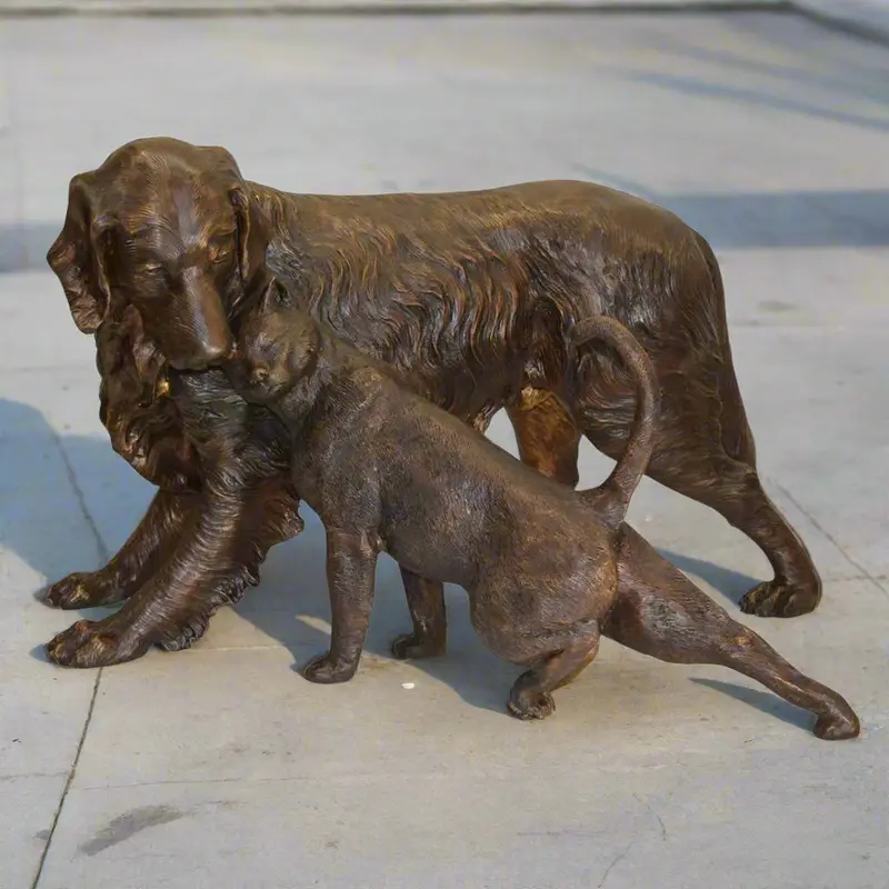 Opposites Attract Custom Bronze Dog & Cat Statue 1