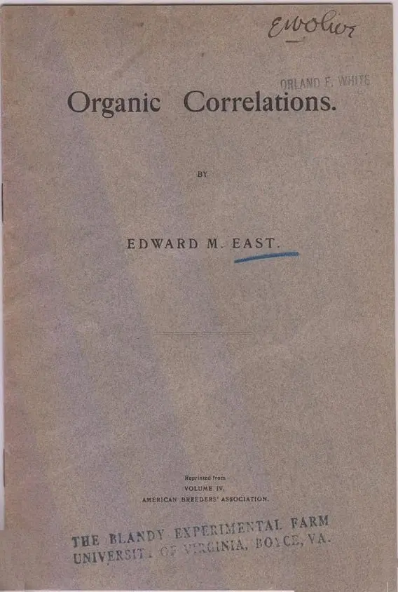 Organic Correlations  By East, Edward M. 1