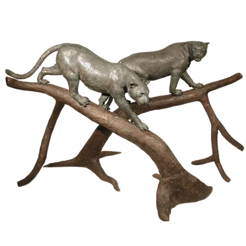 Pair Of Cougars On Tree Logs 1