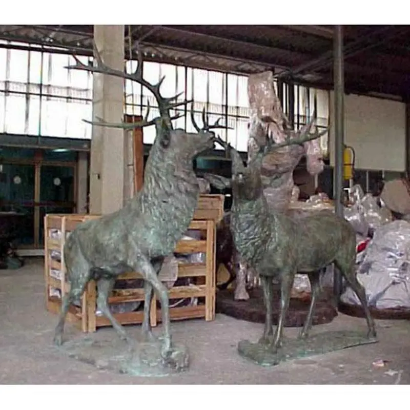 Pair Of Elk Statues Standing 1