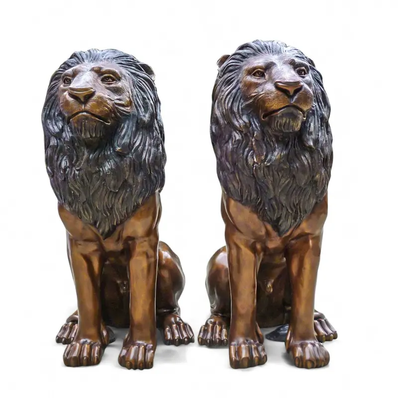 Pair Of Gatekeeper Lions Sitting 1