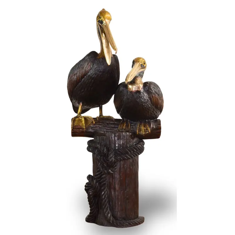 Pair Of Pelicans On Log 1
