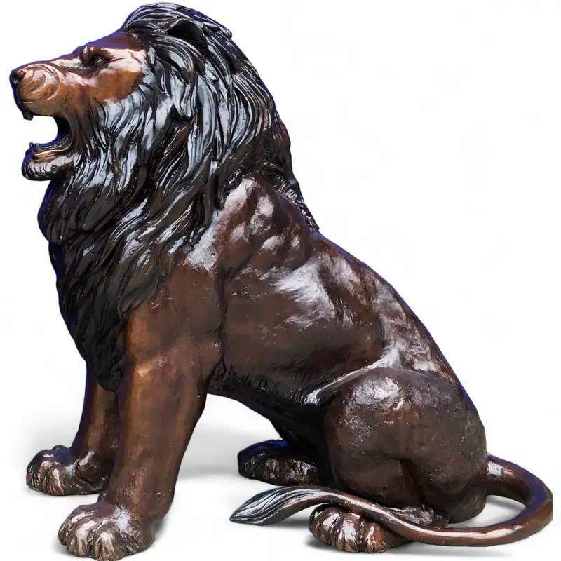 Pair Of Roaring Lions Sitting 3