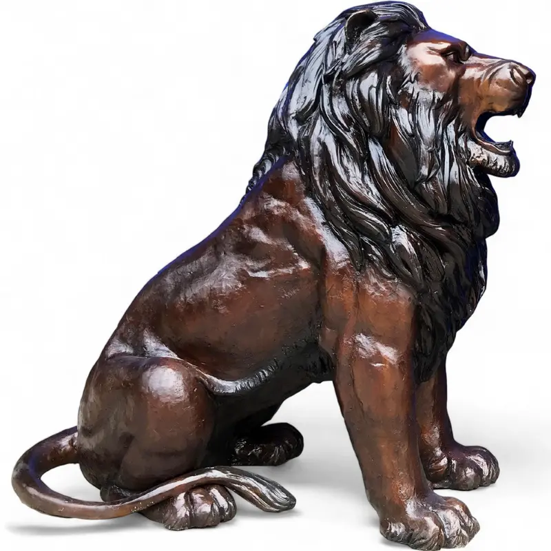 Pair Of Roaring Lions Sitting 3