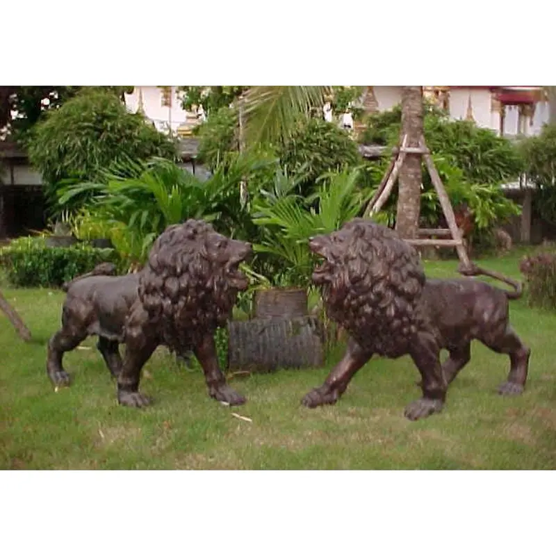 Pair Of Roaring Lions Standing 1