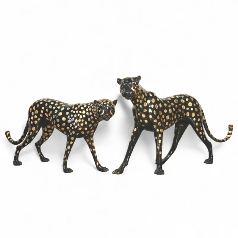 Pair Of Standing Cheetah Statues 1