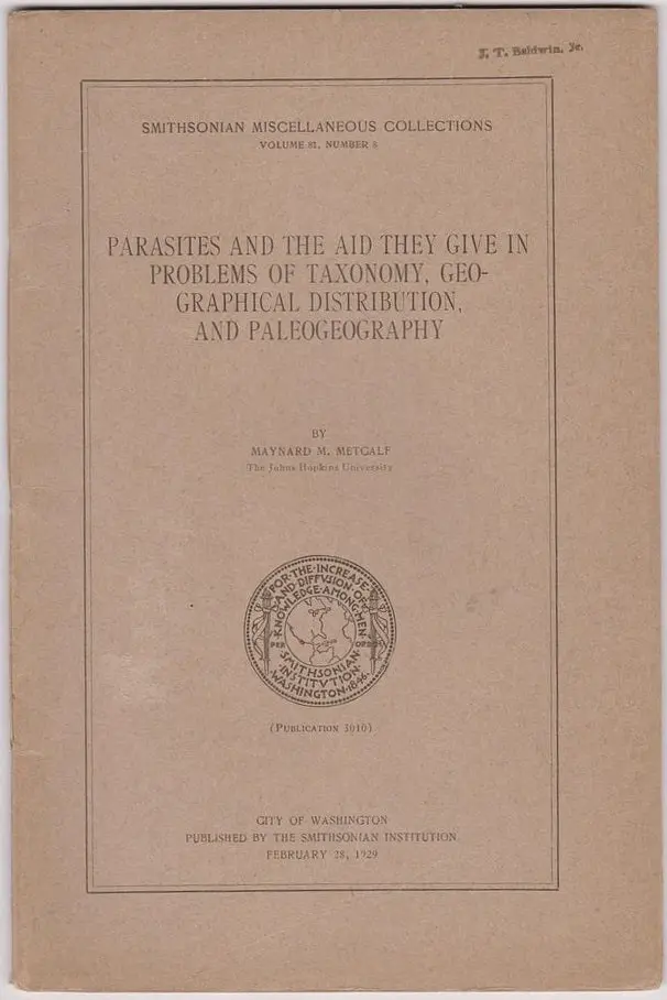 Parasites And The Aid They Give In Problems Of Taxonomy, Geographical Distrubution, And Paleogeography 1