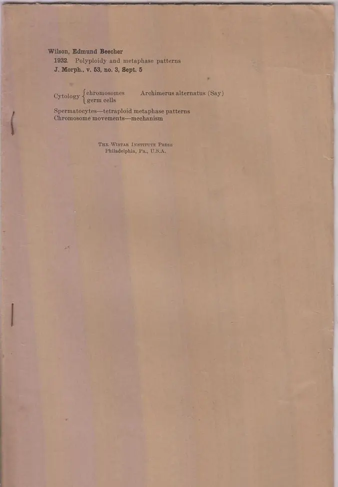 Plyploidy And Metaphase Patterns  By Wilson, Edmund Beecher 1