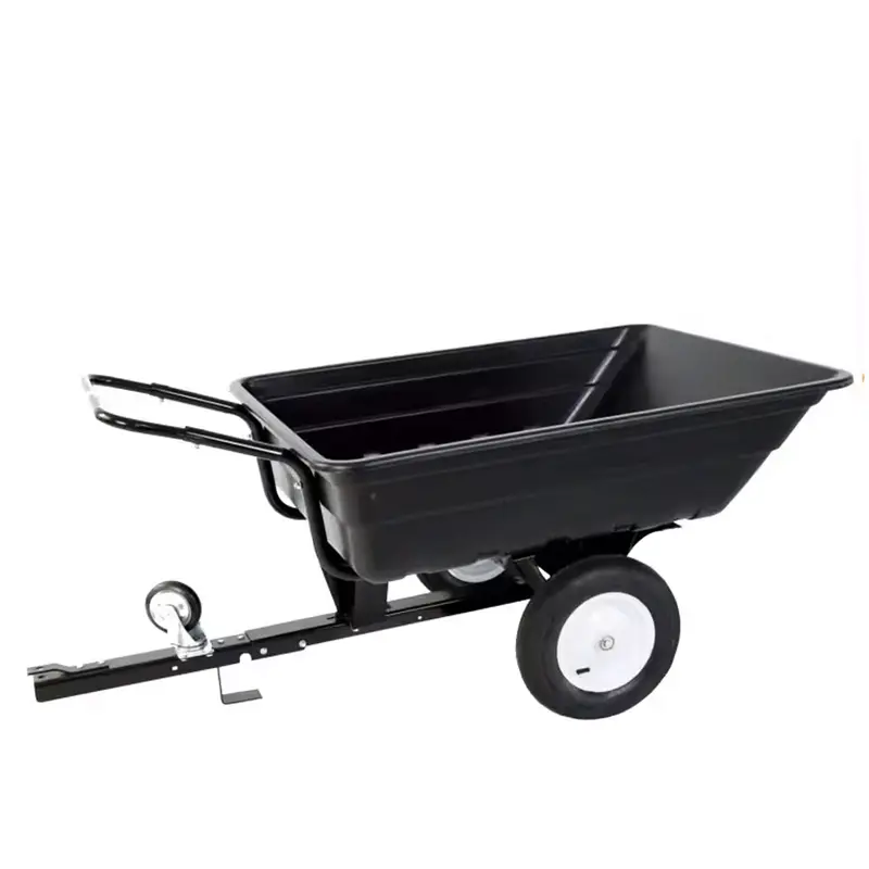 Poly Garden Cart Big Wheel (Black) - Tow Behind Your Ride On Mower Or Use It As A Wheel Barrow. Capacity 300 Kg! 1