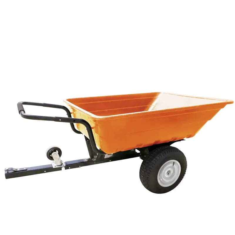 Poly Garden Cart Big Wheel (Orange) - Tow Behind Your Ride On Mower Or Use It As A Wheel Barrow. Capacity 300 Kg! 1