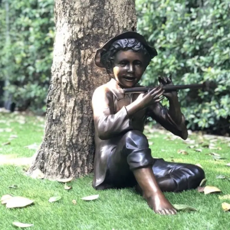 Practice The Flute Bronze Statue 1