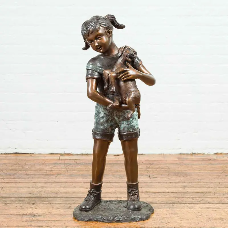 Puppy Hugs Bronze Dog Statue 1